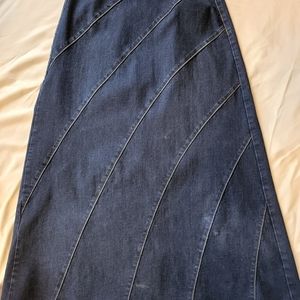 Women's denim elastic waist skirt